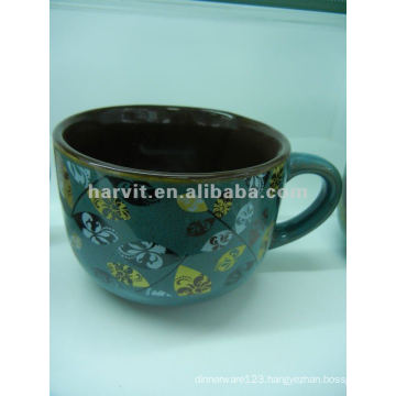 Blue Reactive Glaze Stoneware Soup Mug